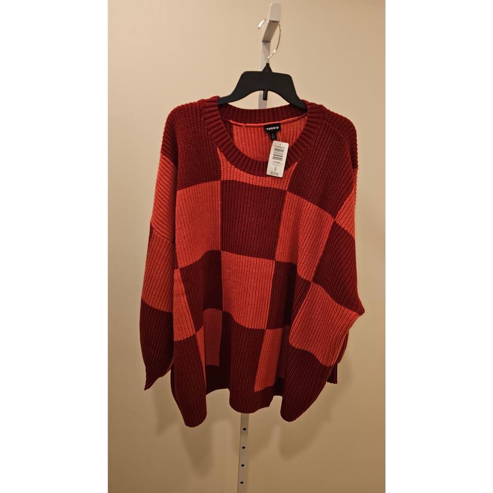 Torrid Red and Burgundy Striped Sweater
